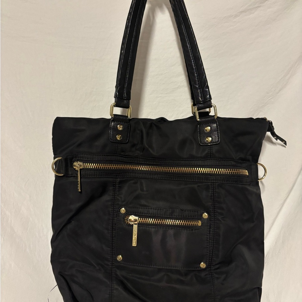 Olivia and Joy Large Black Nylon Tote Bag